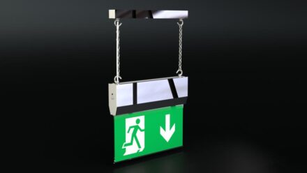 Chrome hanging exit sign