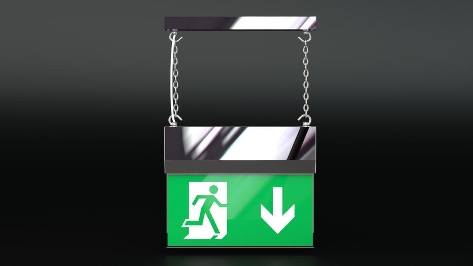 Chrome hanging exit sign