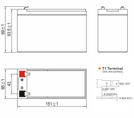 SLA-7AH-12V-Dimensions