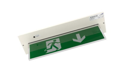 Recessed exit sign in white