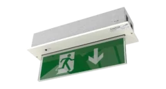 Recessed exit sign in white